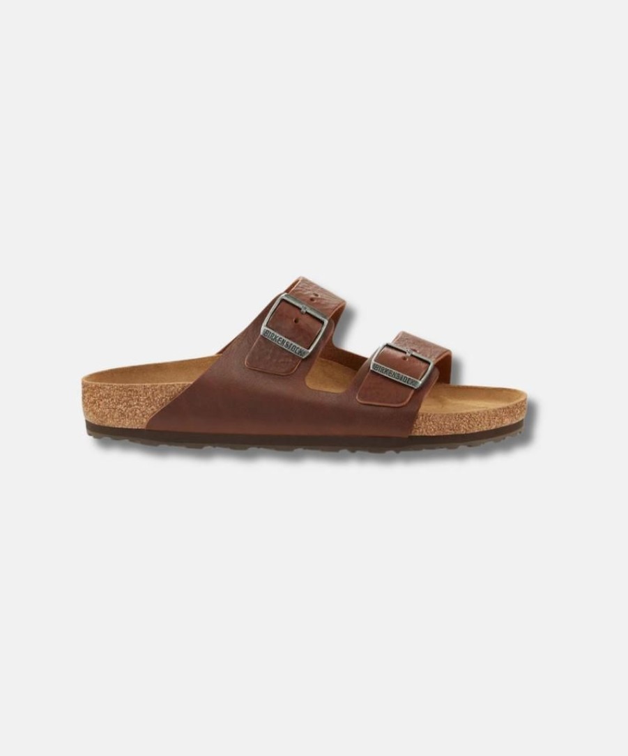 Men Bstore Two Strap Sandals | Birkenstock Arizona Leather Vintage Wood Roast Sandals