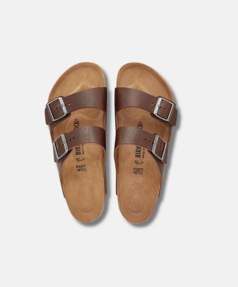 Men Bstore Two Strap Sandals | Birkenstock Arizona Leather Vintage Wood Roast Sandals