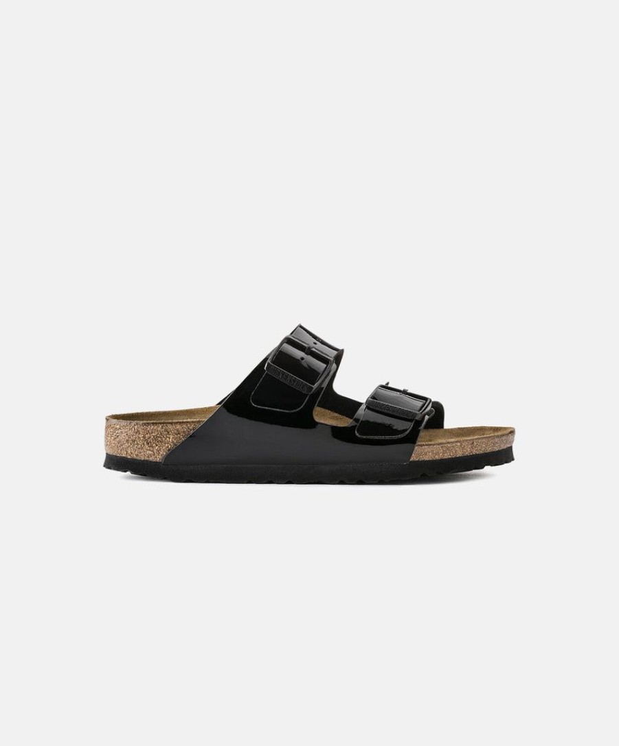 Men Birkenstock Slides | Birkenstock Arizona Bf Patent Sandals Black