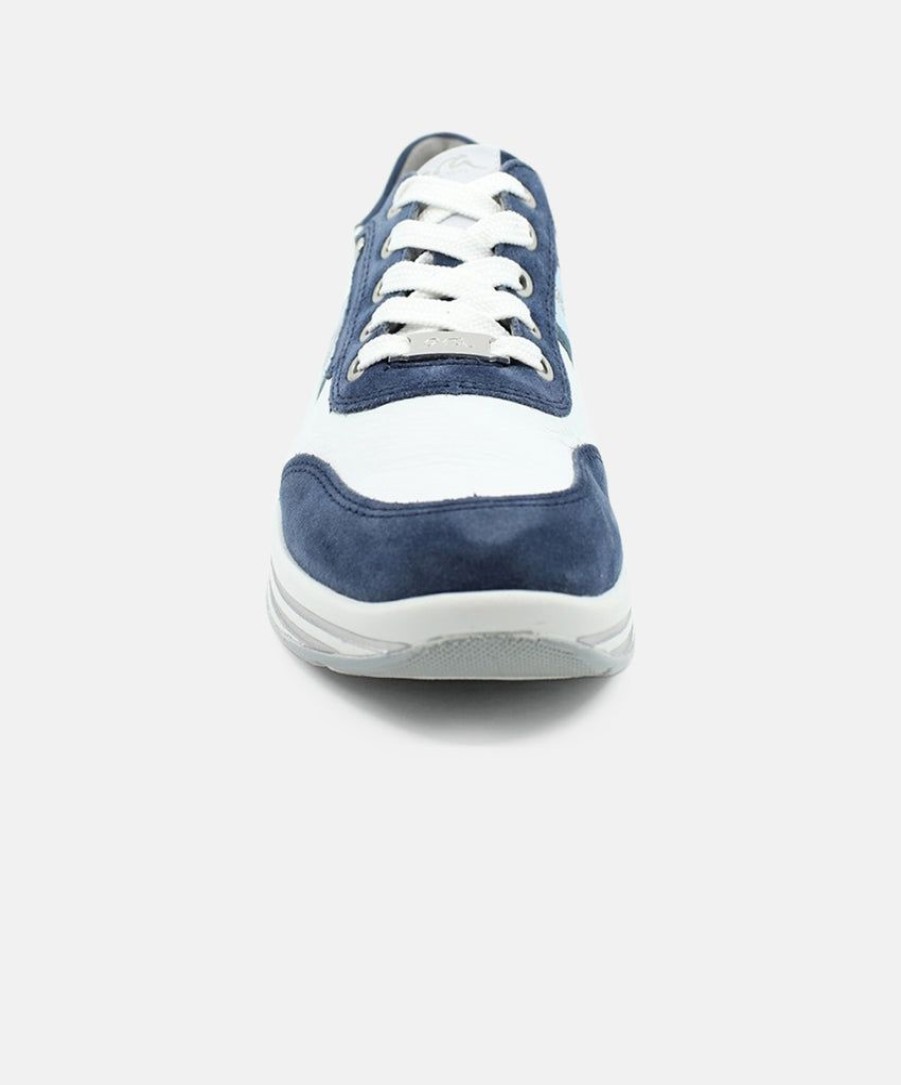 Women Ara Leather Sneakers | Ara Sapporo 2.0 Indigo W. White Sneakers