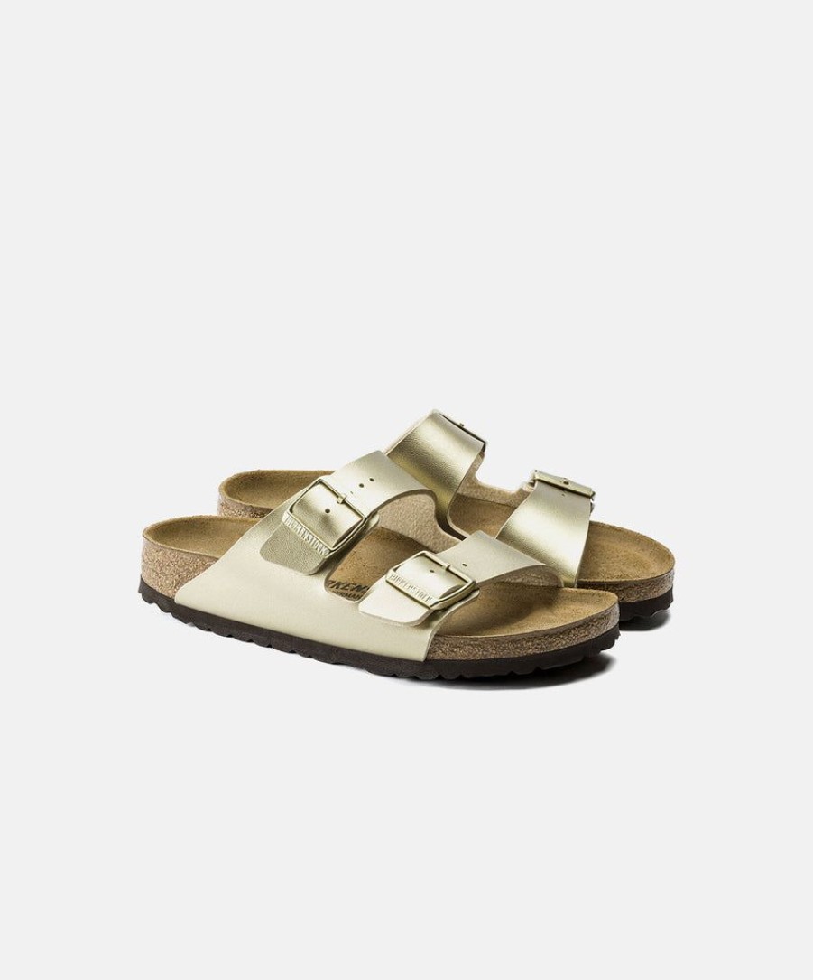 Women Birkenstock Slides | Birkenstock Arizona Bf Sandals Gold