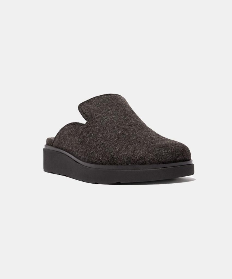 Women Bstore Clogs | Fitflop Gen-Ff E01 Felt Mules Black