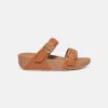 Women FitFlop Two Strap Sandals | Fitflop Lulu Adjustable Leather Slides Brown