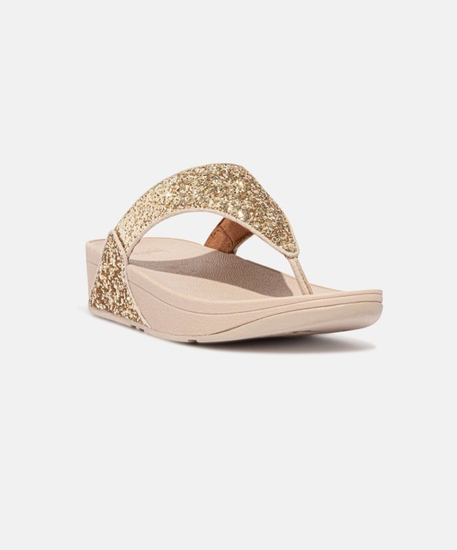 Women FitFlop Toe Post Sandals | Fitflop Lulu Glitter Toe Post Sandals Gold