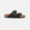 Men Bstore Two Strap Sandals | Birkenstock Arizona Vintage Leather Wood Black Sandals