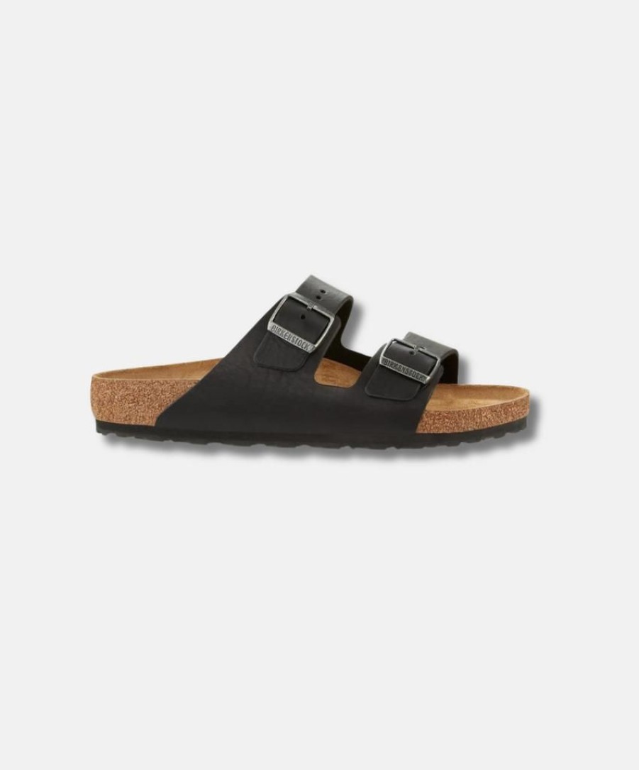 Men Bstore Two Strap Sandals | Birkenstock Arizona Vintage Leather Wood Black Sandals