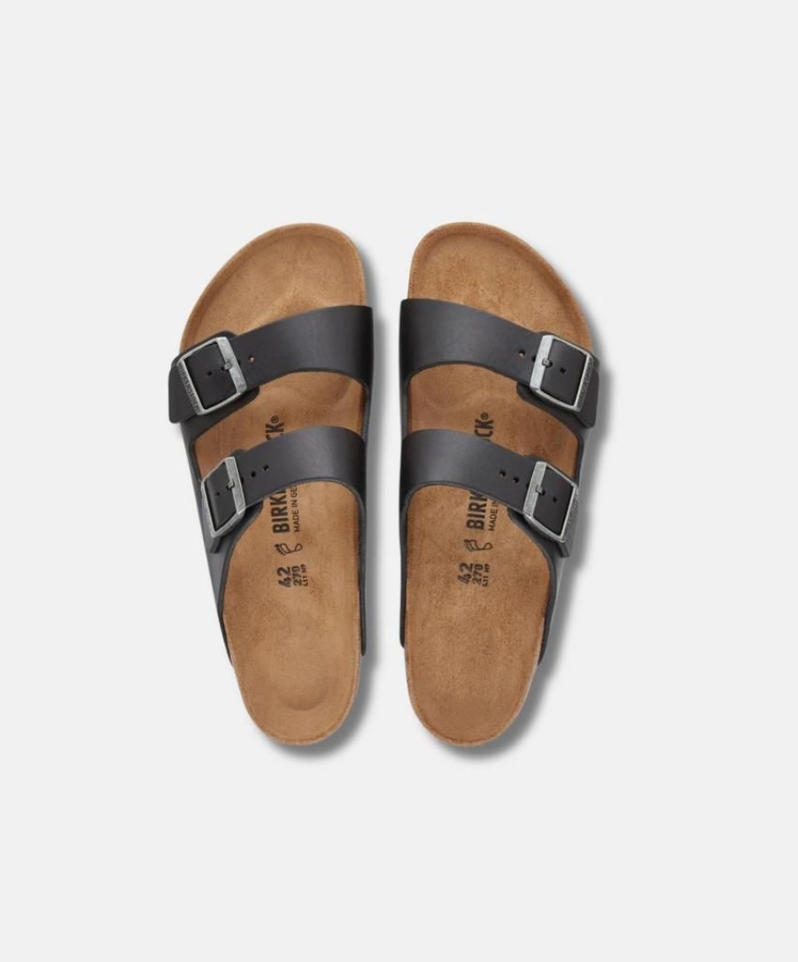 Men Bstore Two Strap Sandals | Birkenstock Arizona Vintage Leather Wood Black Sandals