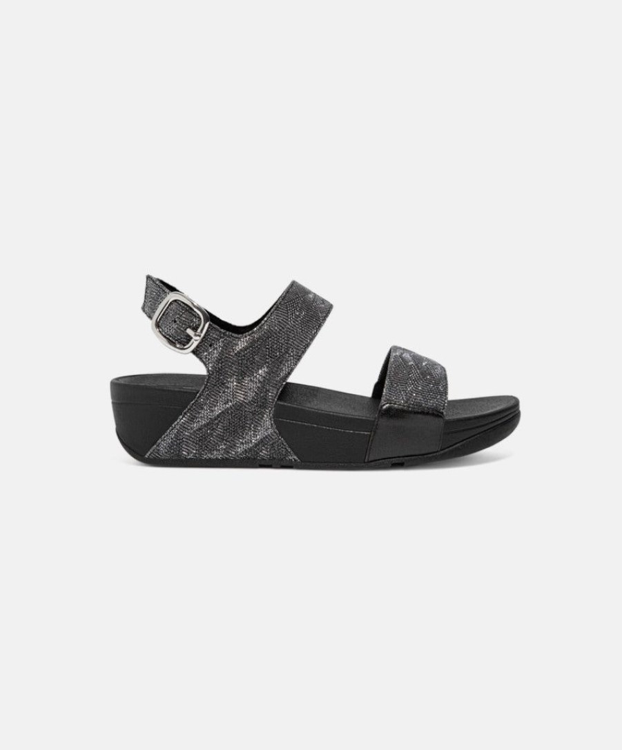 Women FitFlop Two Strap Sandals | Fitflop Lulu Glitz All Black Back-Strap Sandals