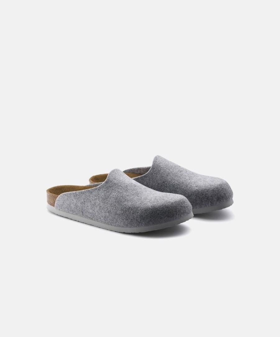 Women Birkenstock Clogs | Birkenstock Amsterdam Felt Light Grey Clogs