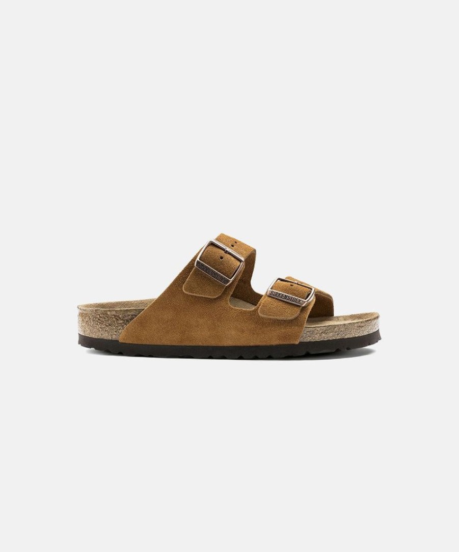 Women Birkenstock Two Strap Sandals | Birkenstock Arizona Suede Leather Soft Footbed Sandals Orange