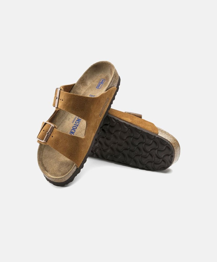 Women Birkenstock Two Strap Sandals | Birkenstock Arizona Suede Leather Soft Footbed Sandals Orange