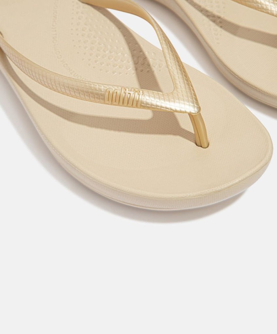 Women FitFlop Thongs | Fitflop Iqushion Ergonomic Thongs Gold