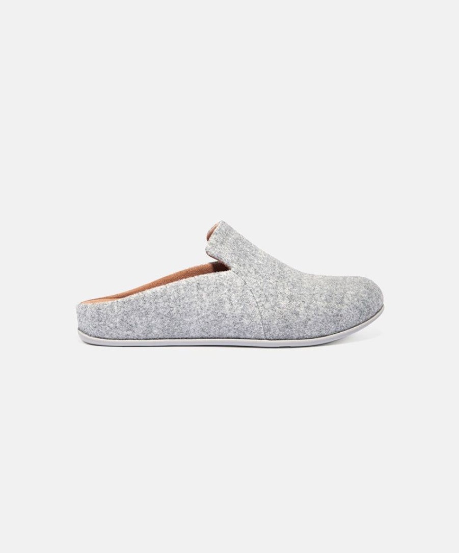 Women FitFlop Clogs | Fitflop Chrissie Ii Haus Felt Slippers Grey