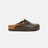 Men Birkenstock Slides | Birkenstock Boston Leather Dark Brown Clogs