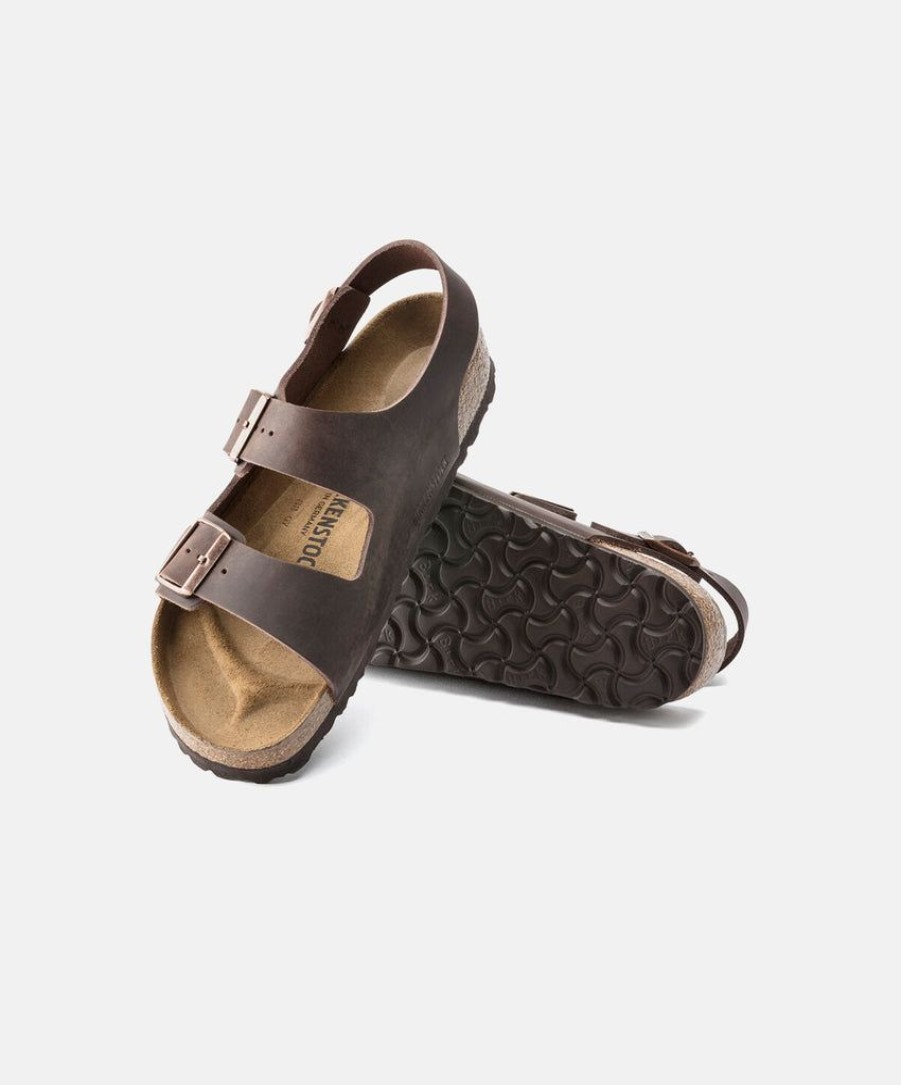 Men Birkenstock Leather Sandals | Birkenstock Milano Oiled Leather Habana Sandals