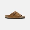 Men Birkenstock Suede Sandals | Birkenstock Zurich Leather Sfb Sandals Orange