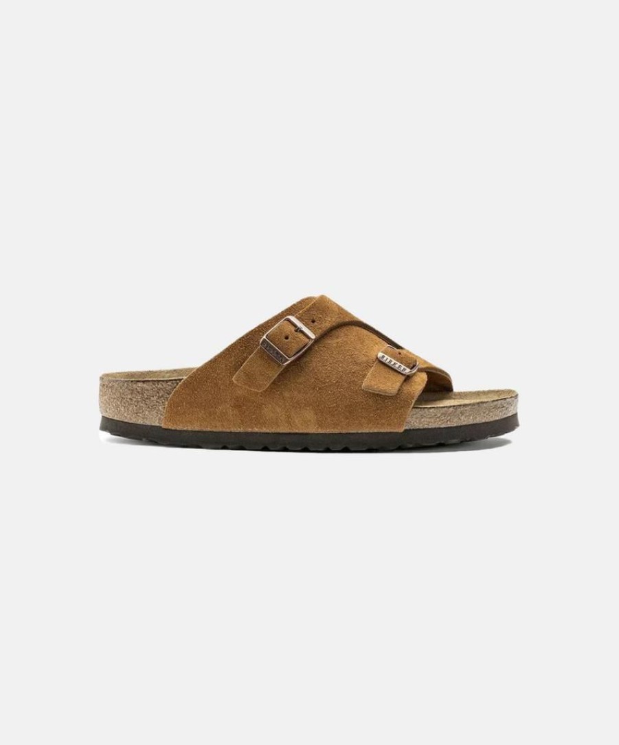 Men Birkenstock Suede Sandals | Birkenstock Zurich Leather Sfb Sandals Orange