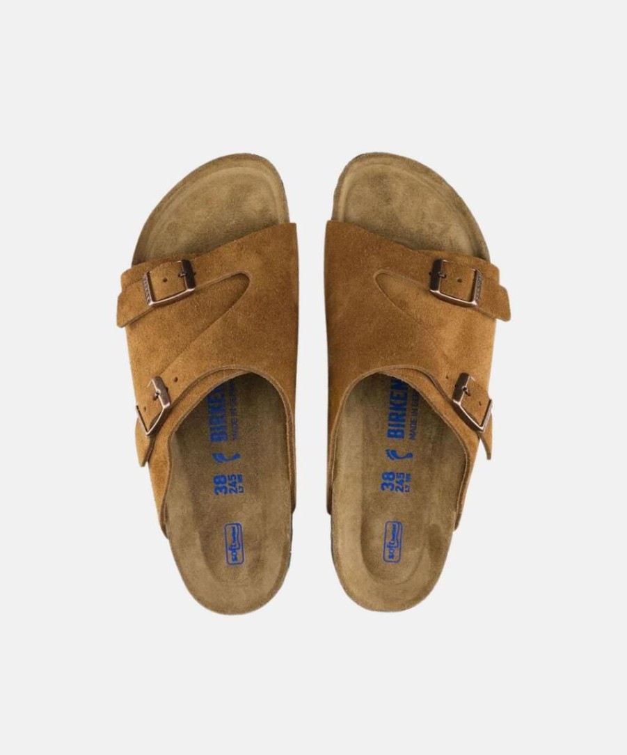 Men Birkenstock Suede Sandals | Birkenstock Zurich Leather Sfb Sandals Orange