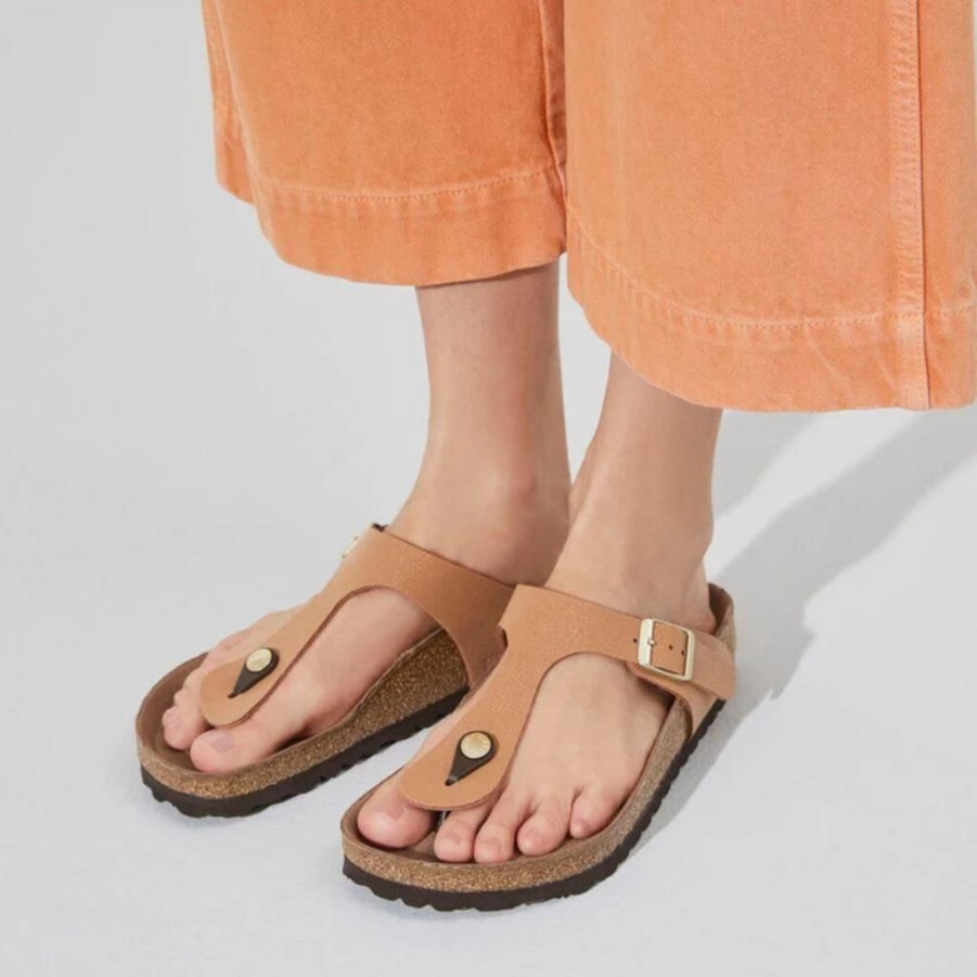 Women Birkenstock Vegan Sandals | Birkenstock Gizeh Birkibuc Earthy Pecan Vegan Sandals