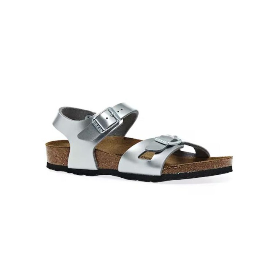 Kids Birkenstock | Birkenstock Kids Rio Birko-Flor Electric Metallic Silver Sandals