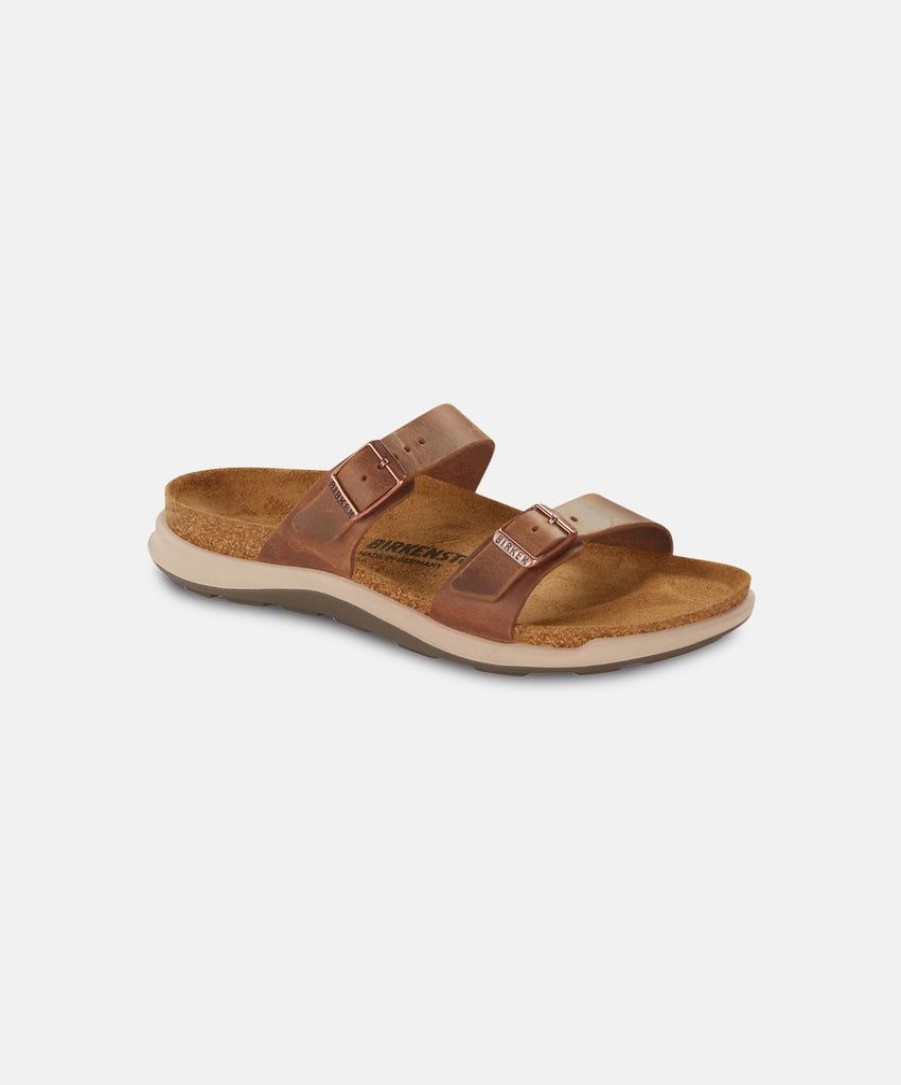 Women Birkenstock Two Strap Sandals | Birkenstock Sierra Cross Town Waxy Oiled Leather Brown