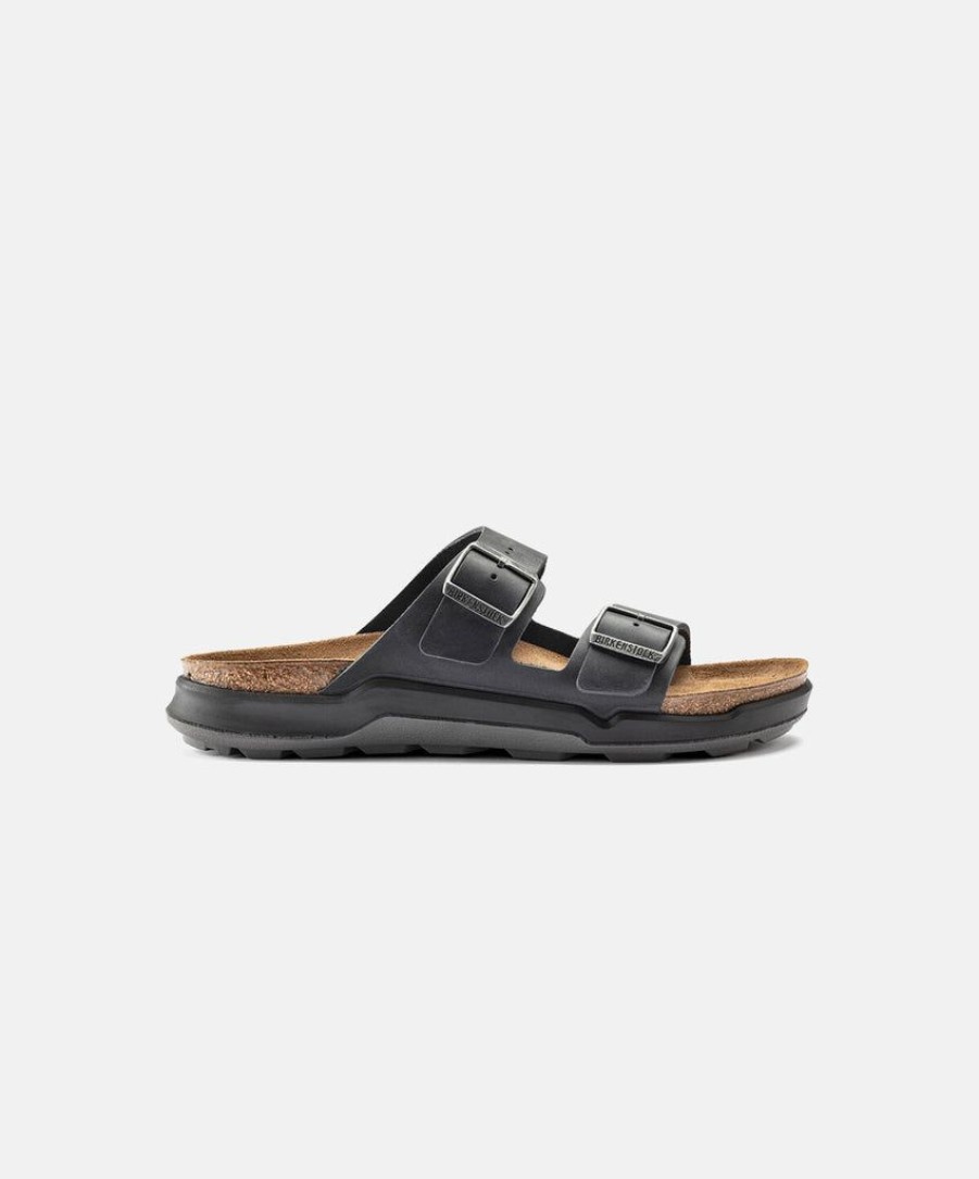 Men Birkenstock Leather Sandals | Birkenstock Arizona Cross Town Oiled Sandals Black