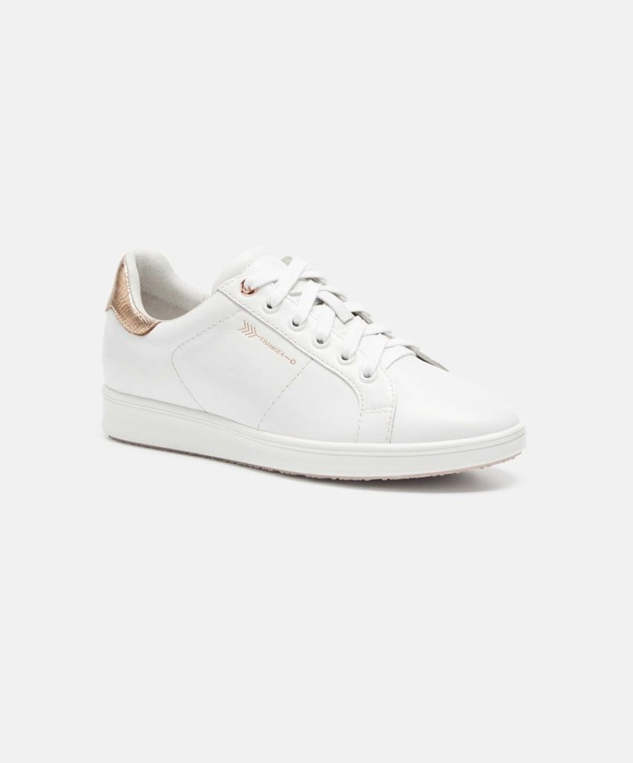 Women Frankie4 Lace Up Sneakers | Frankie4 Jackie Iii White/Rose Gold Lizard Sneakers