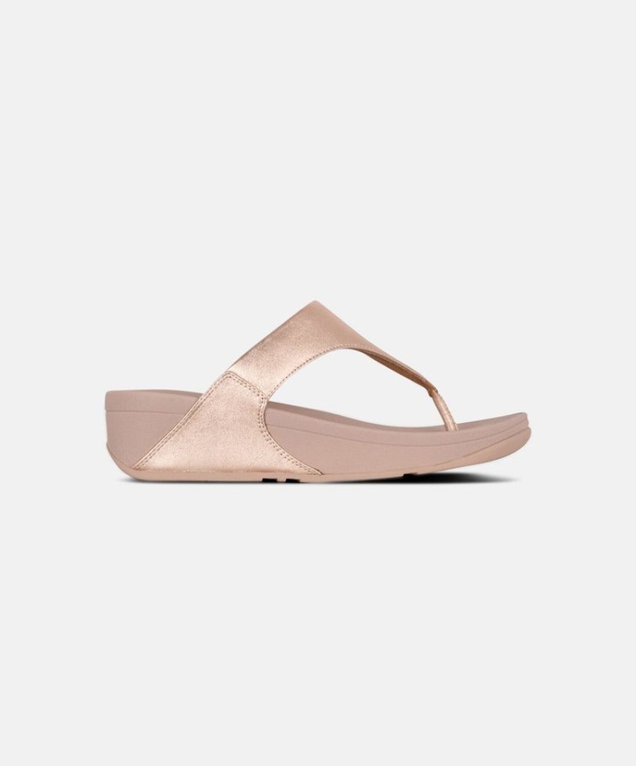 Women FitFlop Toe Post Sandals | Fitflop Lulu Leather Rose Gold Toe-Post Sandals