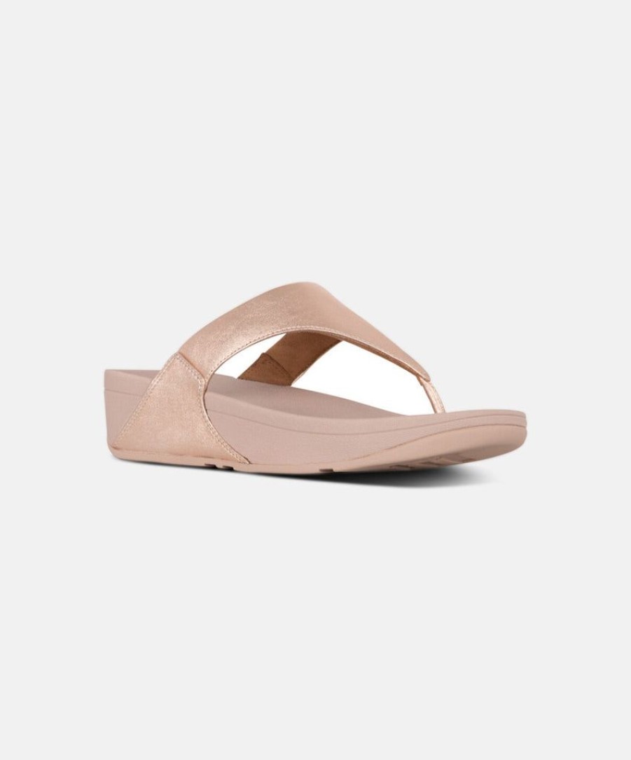 Women FitFlop Toe Post Sandals | Fitflop Lulu Leather Rose Gold Toe-Post Sandals