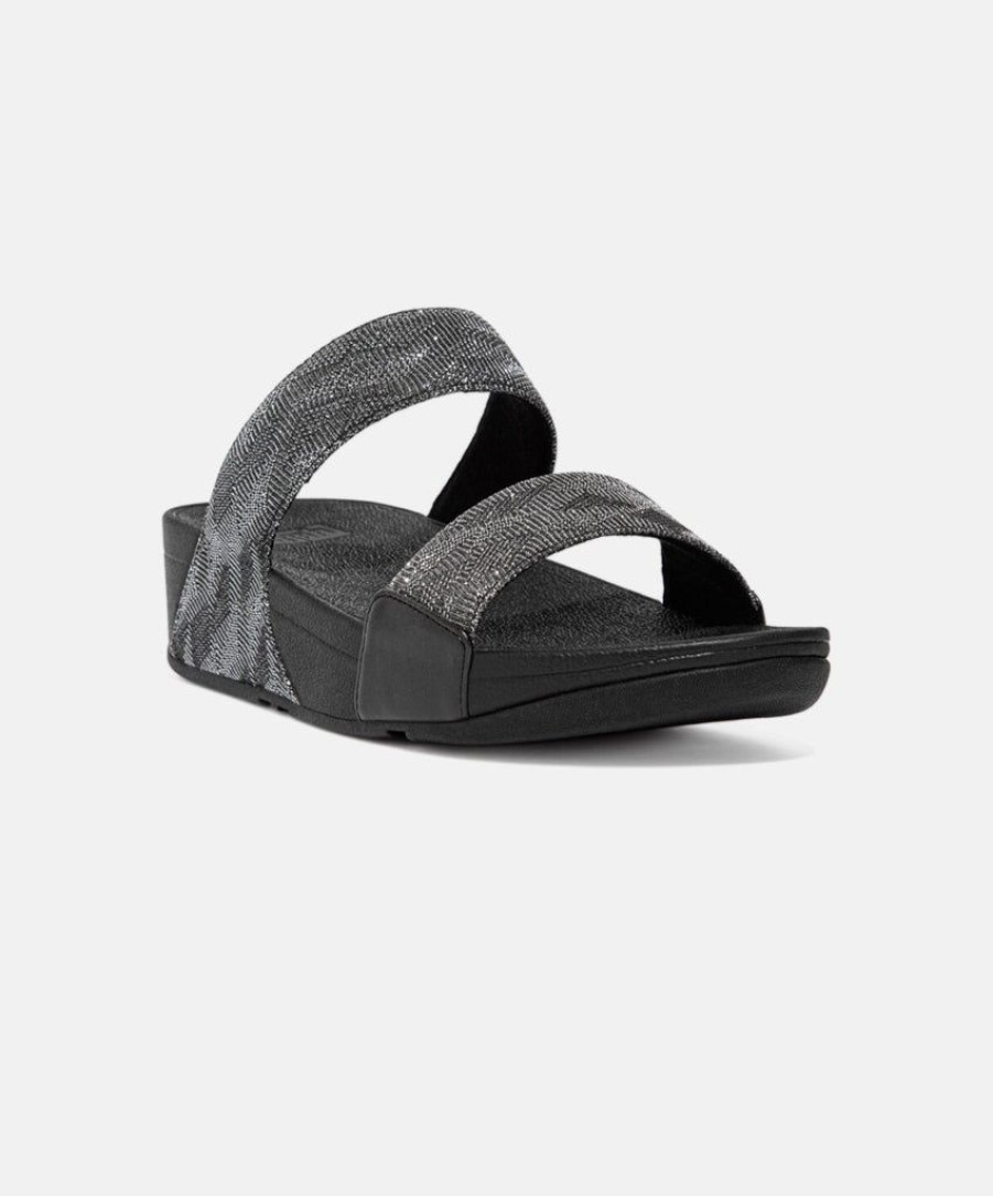 Women FitFlop Slides | Fitflop Lulu Glitz Slides Black