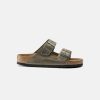 Women Birkenstock Slides | Birkenstock Arizona Oiled Leather Sandals Khaki