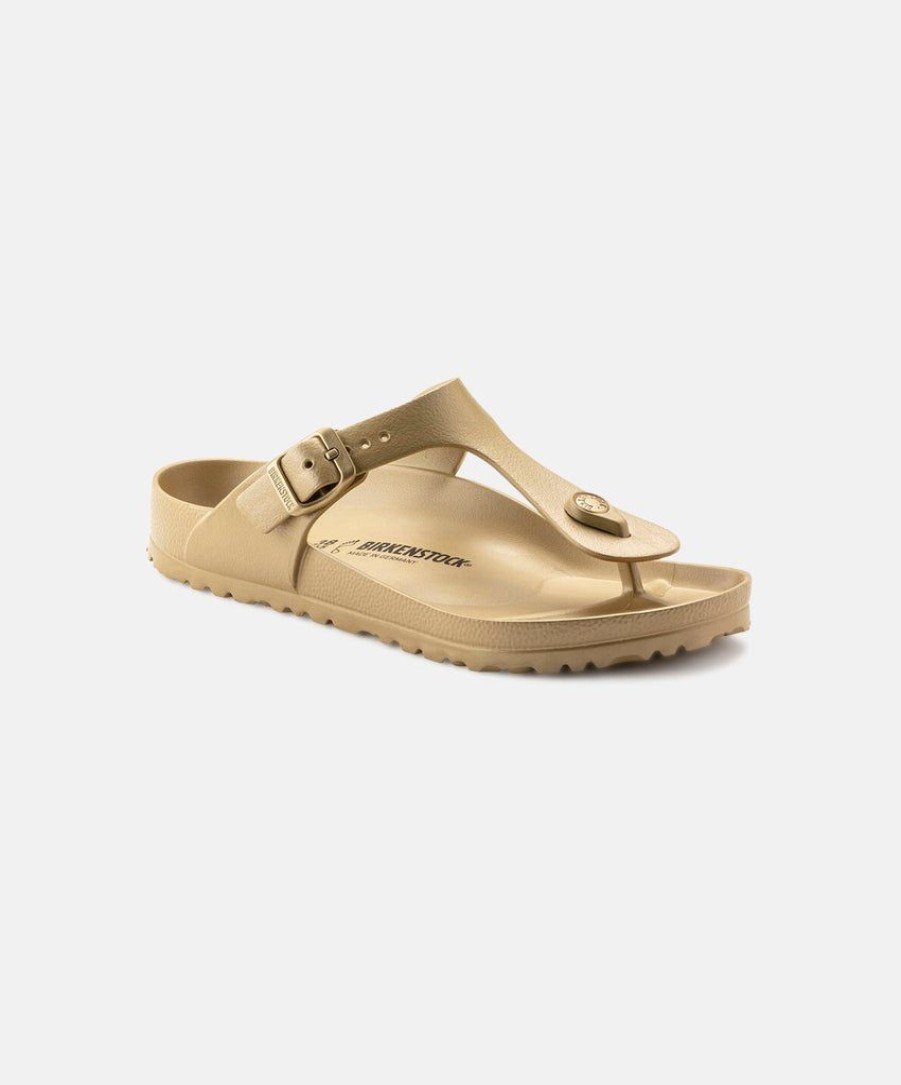 Women Birkenstock Toe Post Sandals | Birkenstock Gizeh Eva Glamour Gold Sandals