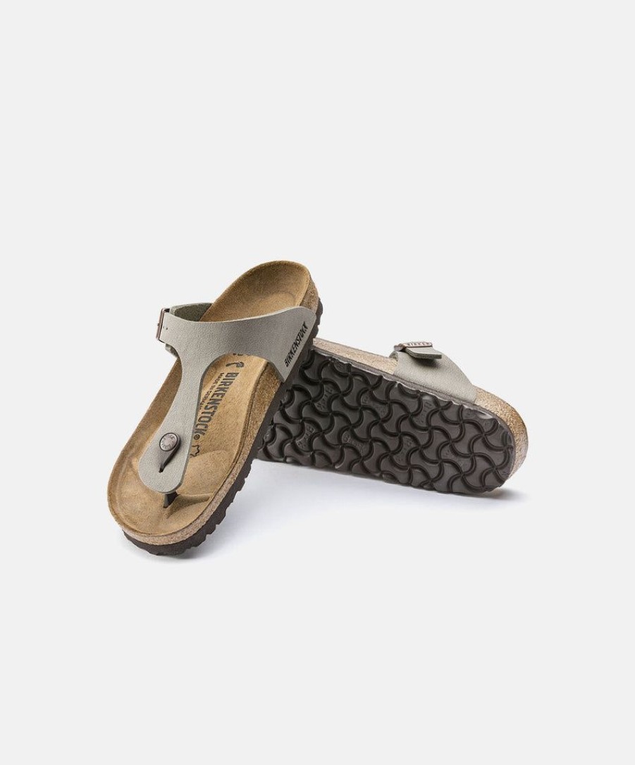 Women Birkenstock Toe Post Sandals | Birkenstock Gizeh Birkibuc Stone Sandals