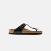 Women Birkenstock Toe Post Sandals | Birkenstock Gizeh Birko-Flor Black Patent Sandals