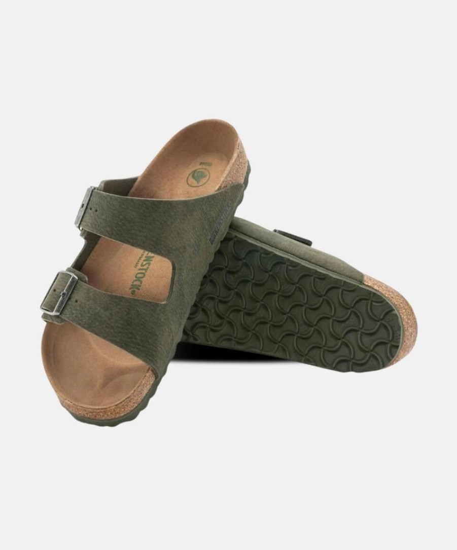 Women Bstore Vegan Sandals | Birkenstock Arizona Birkibuc Desert Dust Thyme Vegan Sandals