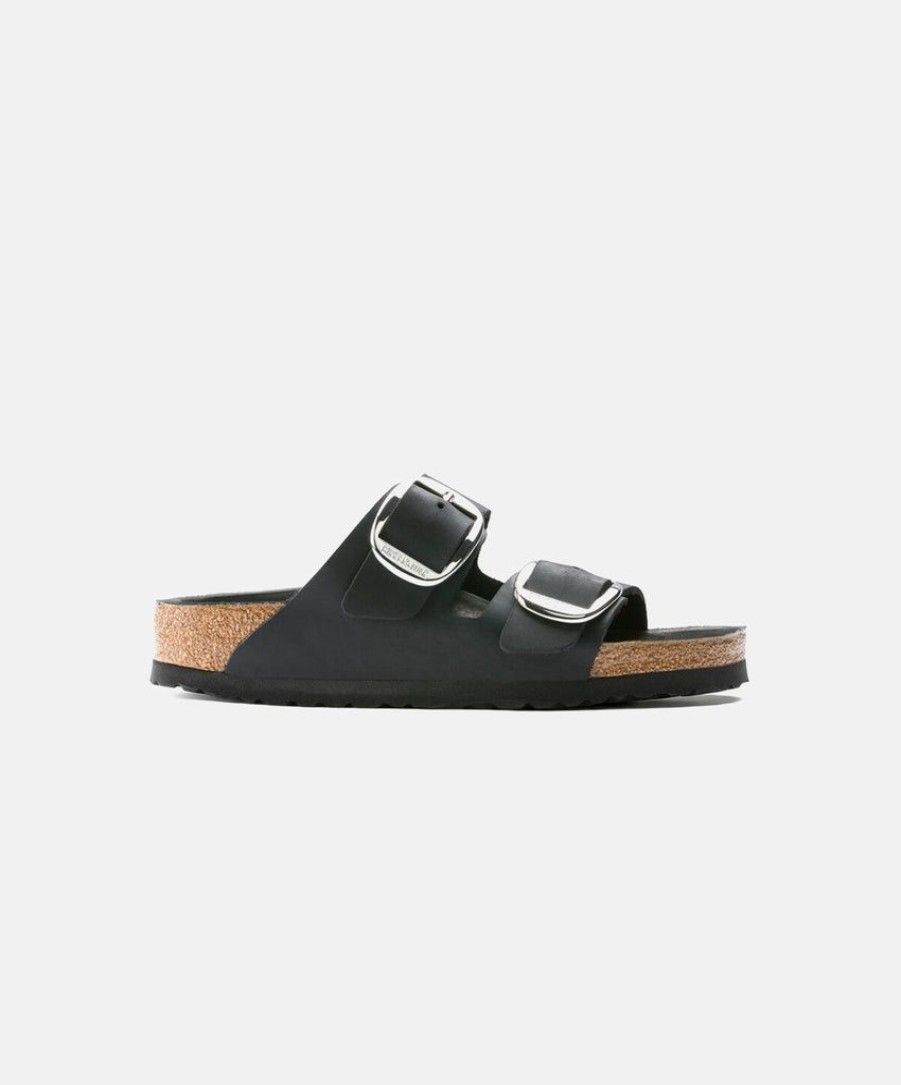 Women Birkenstock Two Strap Sandals | Birkenstock Arizona Big Buckle Oil Leather Sandals Black