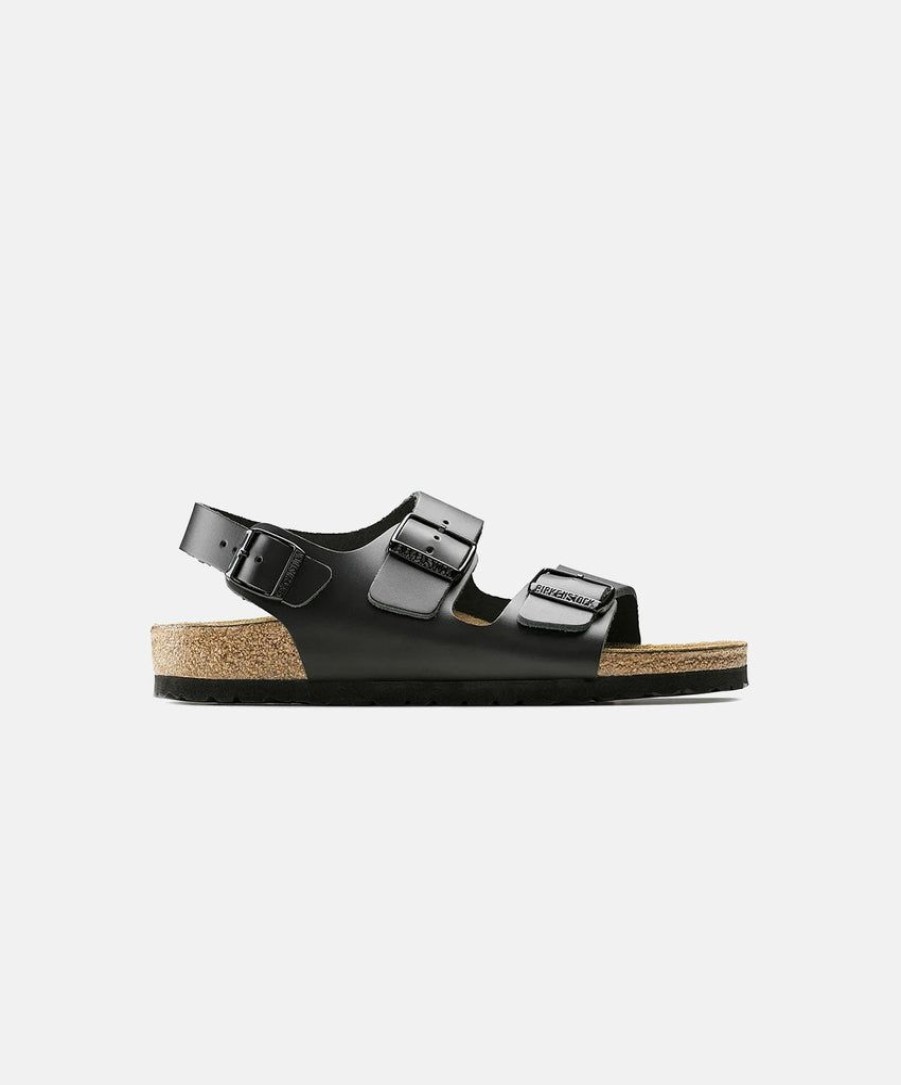 Men Birkenstock Leather Sandals | Birkenstock Milano Leather Black