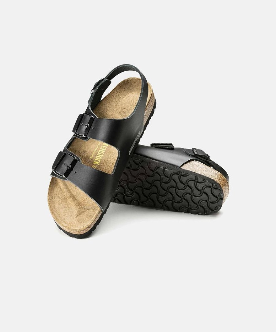 Men Birkenstock Leather Sandals | Birkenstock Milano Leather Black