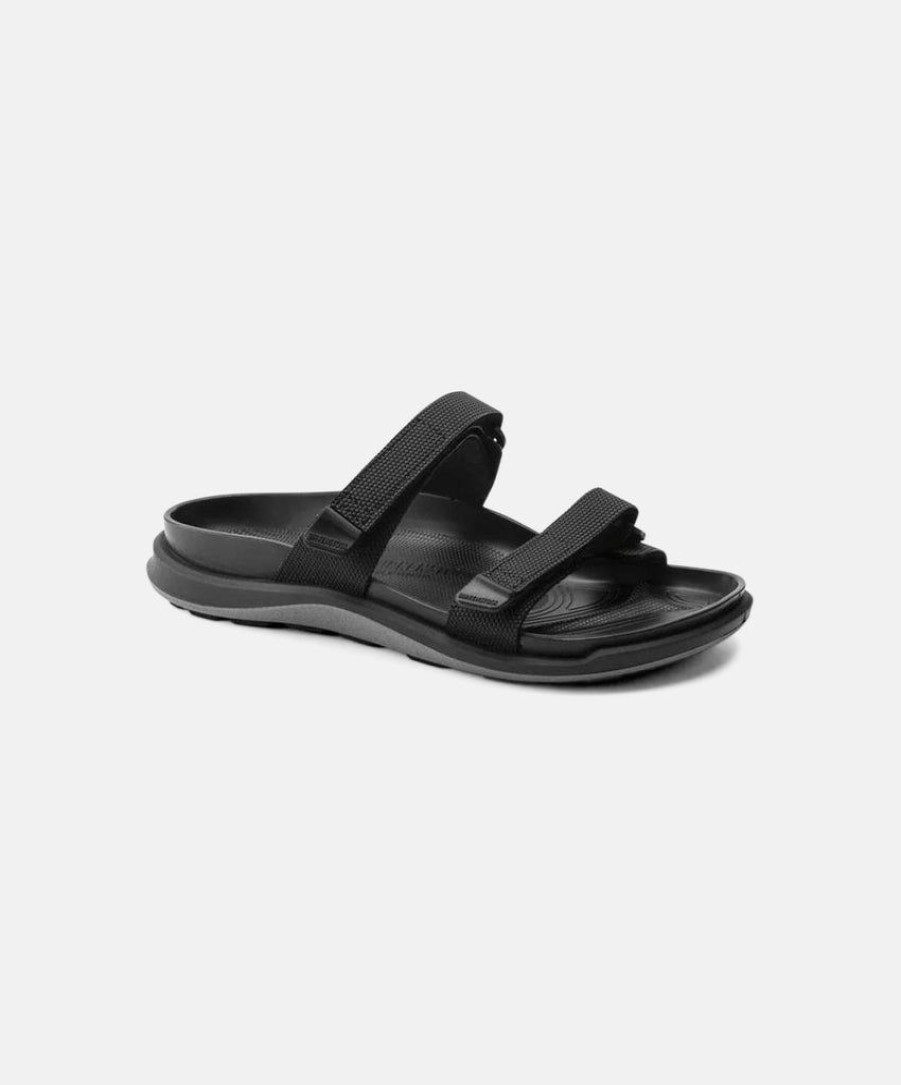 Women Birkenstock Slides | Birkenstock Sahara Cross Element Birko-Flor Black Sandals