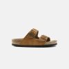 Men Birkenstock Leather Sandals | Birkenstock Arizona Suede Leather Soft Footbed Sandals Orange