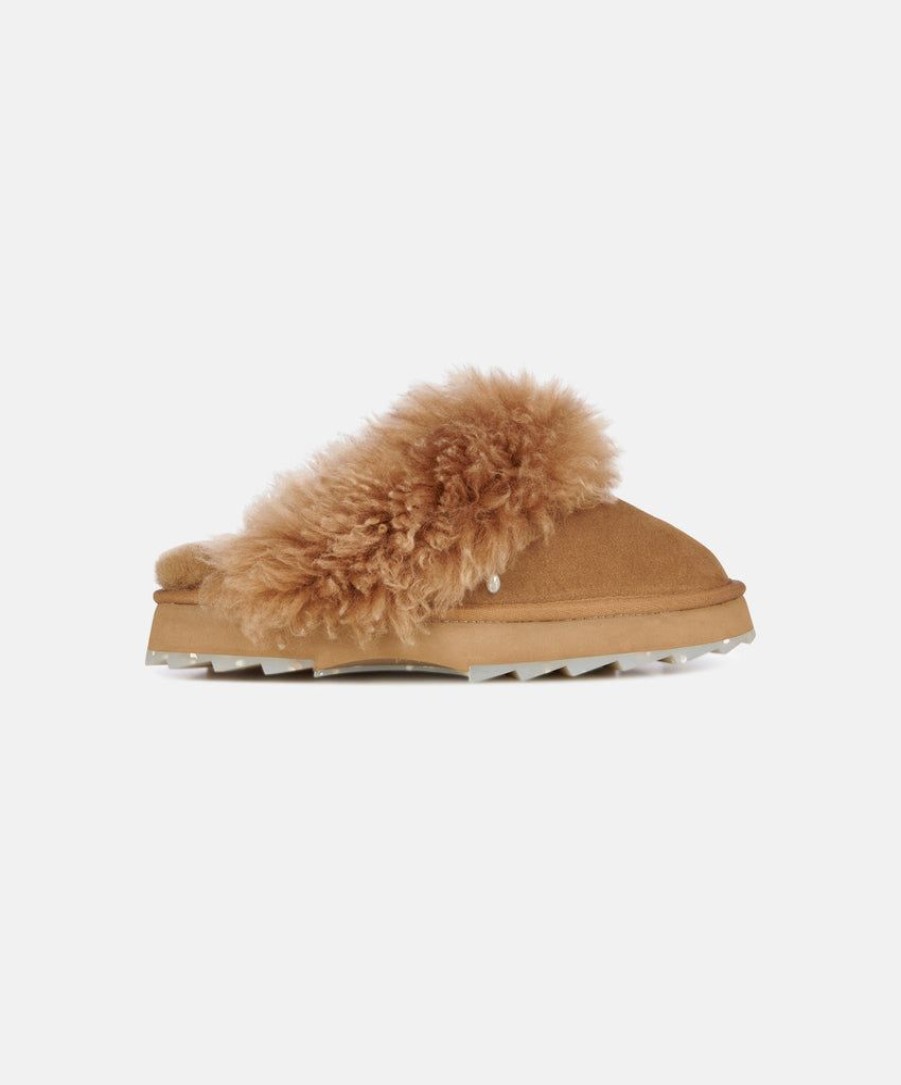 Women EMU Australia Slippers | Emu Jolie Sharky Curly Chestnut Sheepskin Slippers