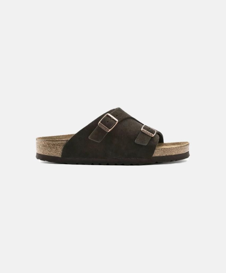 Men Birkenstock Leather Sandals | Birkenstock Zurich Leather Sfb Sandals Mocca