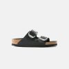 Women Birkenstock Leather Sandals | Birkenstock Arizona Big Buckle Oil Leather Sandals Black