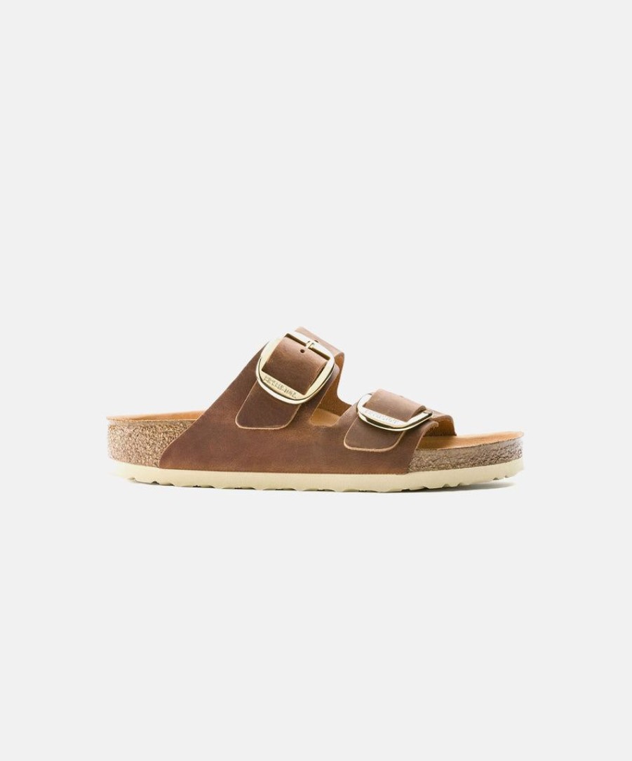 Women Birkenstock Leather Sandals | Birkenstock Arizona Big Buckle Oil Leather Sandals Brown