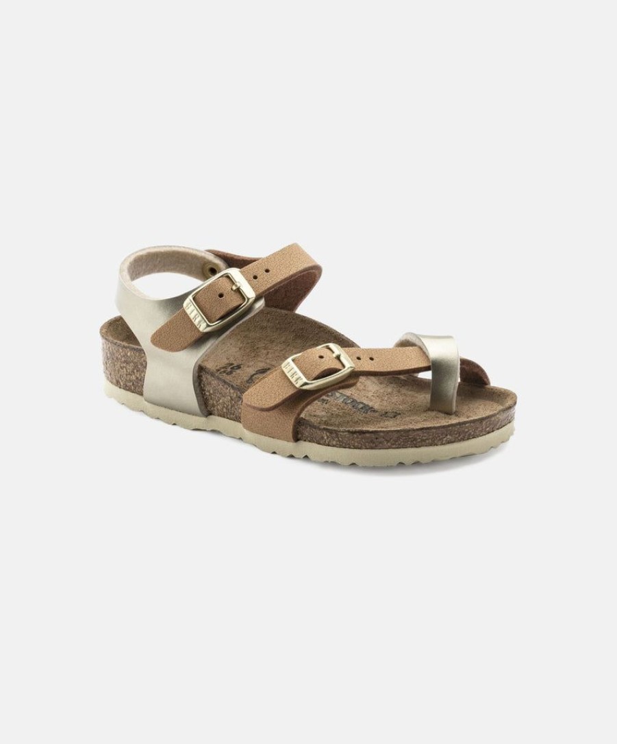 Kids Birkenstock | Birkenstock Kids Taormina Birko-Flor Soft Metallics Gold Brown Sandals