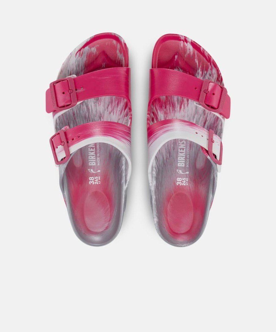 Women Birkenstock Two Strap Sandals | Birkenstock Arizona Eva Multi Beetroot Purple/Silver/White Sandals