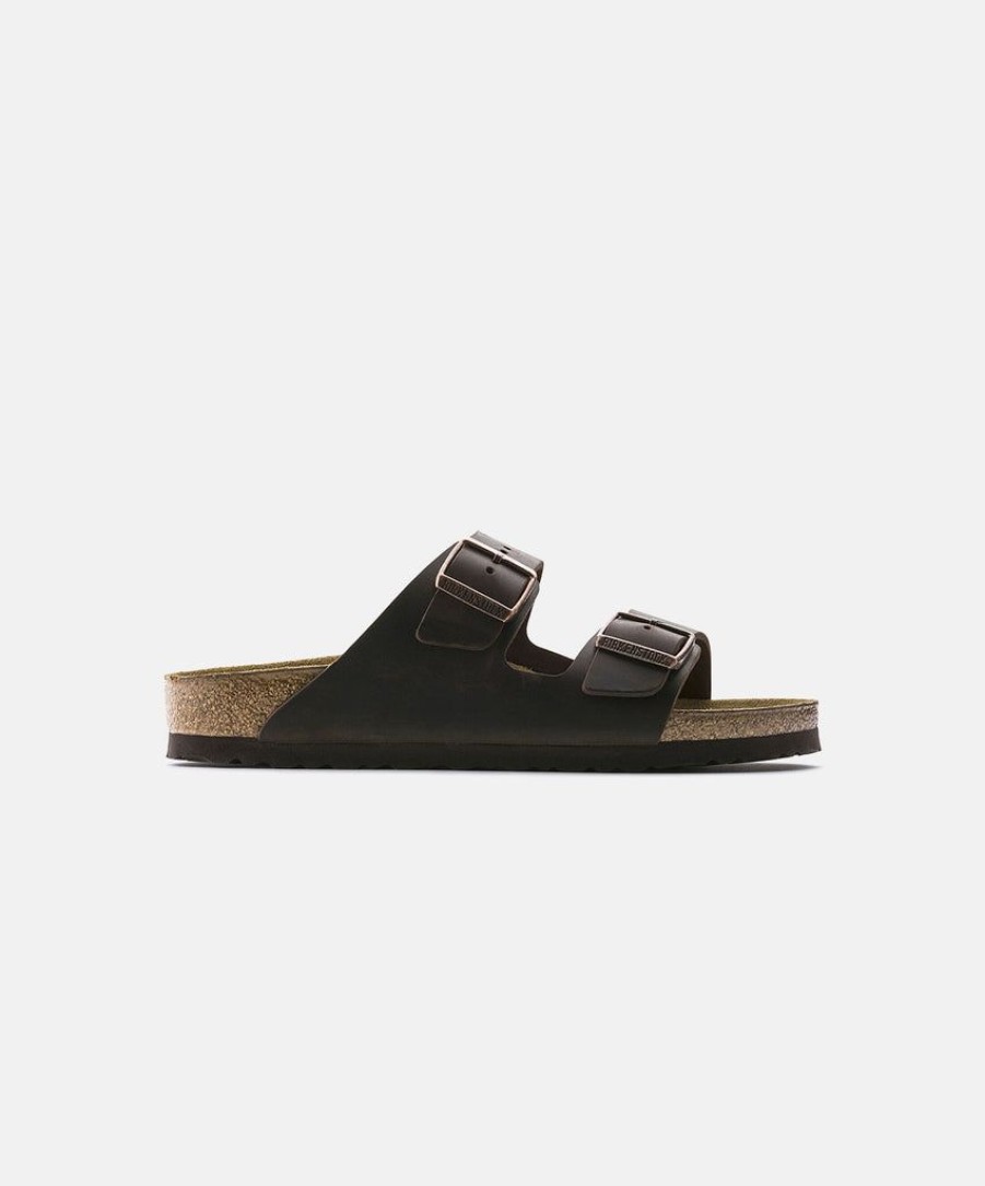 Men Birkenstock Leather Sandals | Birkenstock Arizona Oiled Leather Sandals Brown