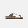 Men Birkenstock Toe Post Sandals | Birkenstock Gizeh Birkibuc Stone Sandals