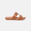 Women FitFlop Slides | Fitflop Gracie Stud-Buckle Leather Slides Brown