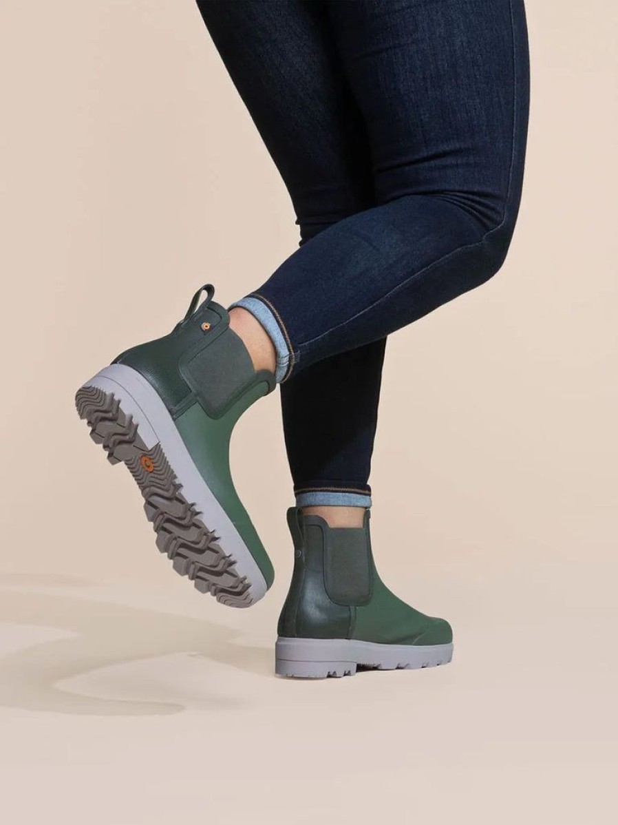 Women BOGS Slip On Boots | Bogs Holly Chelsea Green Ash Womens Boots